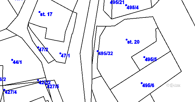 Parcela st. 495/32 v KÚ Jitkov, Katastrální mapa