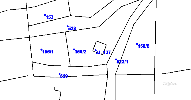Parcela st. 137 v KÚ Jitkov, Katastrální mapa