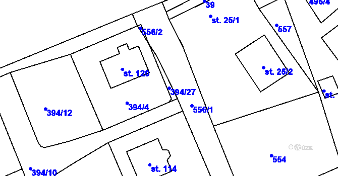 Parcela st. 394/27 v KÚ Jitkov, Katastrální mapa