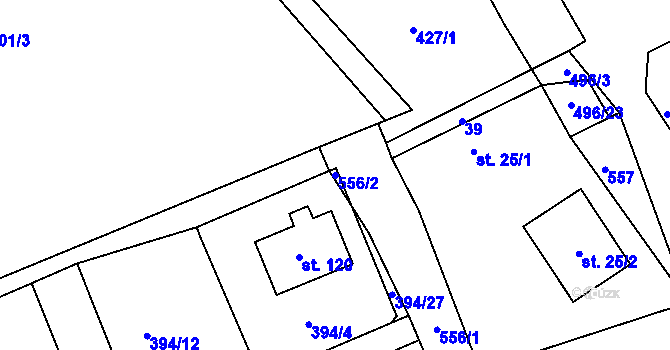 Parcela st. 556/2 v KÚ Jitkov, Katastrální mapa