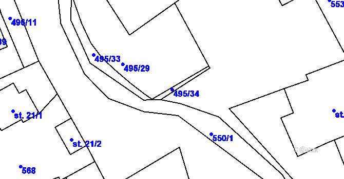 Parcela st. 495/34 v KÚ Jitkov, Katastrální mapa