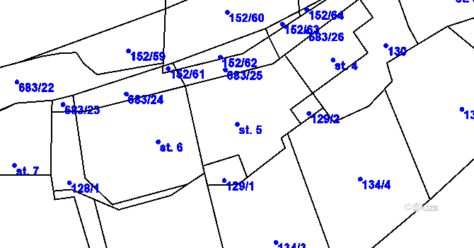 Parcela st. 5 v KÚ Oudoleň, Katastrální mapa