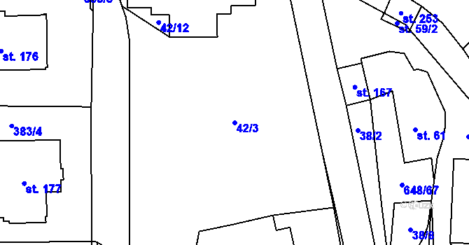 Parcela st. 42/3 v KÚ Oudoleň, Katastrální mapa