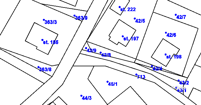Parcela st. 42/8 v KÚ Oudoleň, Katastrální mapa