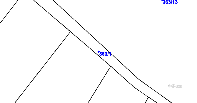 Parcela st. 363/1 v KÚ Oudoleň, Katastrální mapa