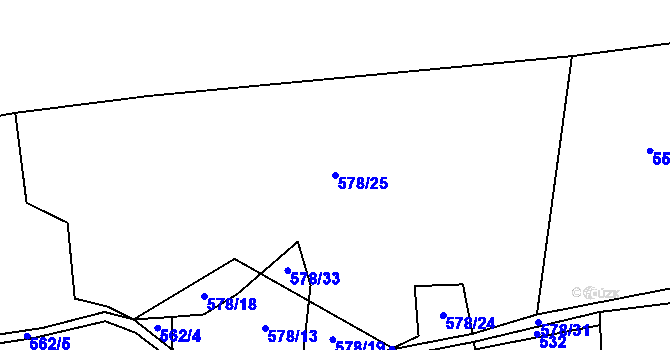 Parcela st. 578/25 v KÚ Oudoleň, Katastrální mapa