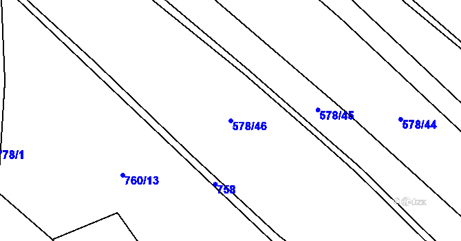 Parcela st. 578/46 v KÚ Oudoleň, Katastrální mapa