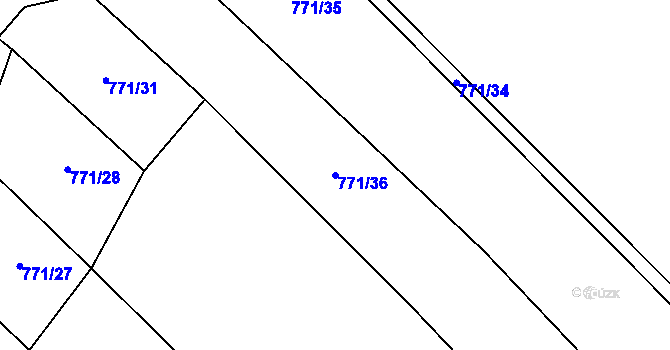 Parcela st. 771/36 v KÚ Oudoleň, Katastrální mapa