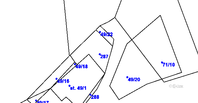 Parcela st. 49/2 v KÚ Slavětín u Oudoleně, Katastrální mapa