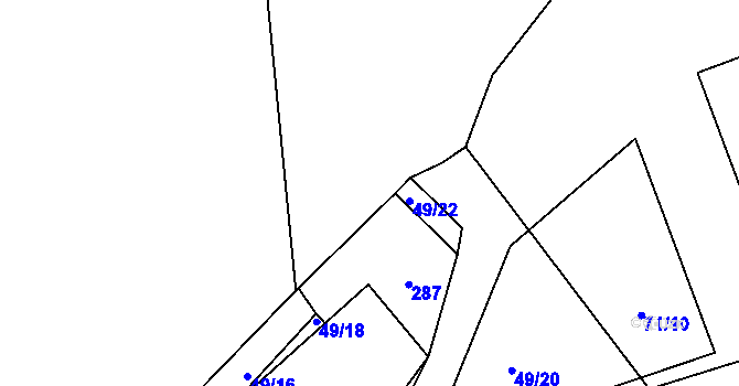 Parcela st. 49/4 v KÚ Slavětín u Oudoleně, Katastrální mapa