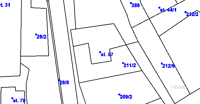Parcela st. 57 v KÚ Slavětín u Oudoleně, Katastrální mapa