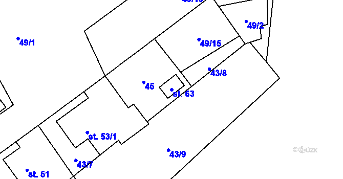 Parcela st. 63 v KÚ Slavětín u Oudoleně, Katastrální mapa