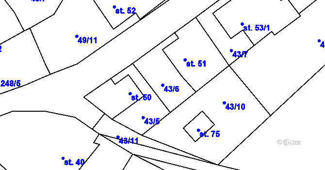 Parcela st. 43/6 v KÚ Slavětín u Oudoleně, Katastrální mapa