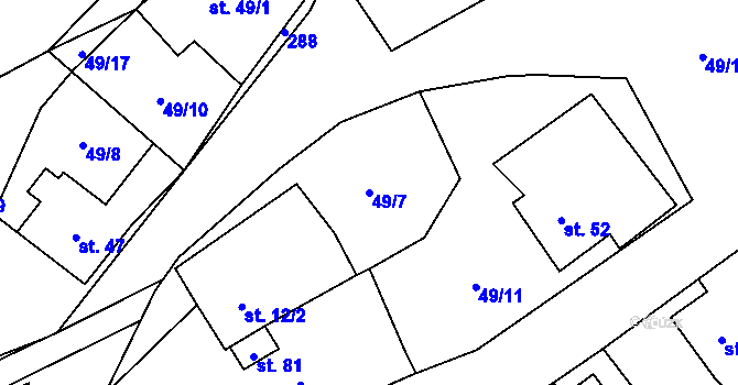 Parcela st. 49/7 v KÚ Slavětín u Oudoleně, Katastrální mapa