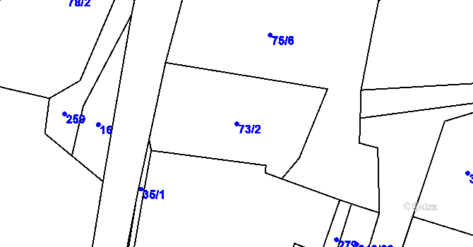 Parcela st. 73/2 v KÚ Slavětín u Oudoleně, Katastrální mapa