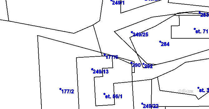 Parcela st. 177/6 v KÚ Slavětín u Oudoleně, Katastrální mapa