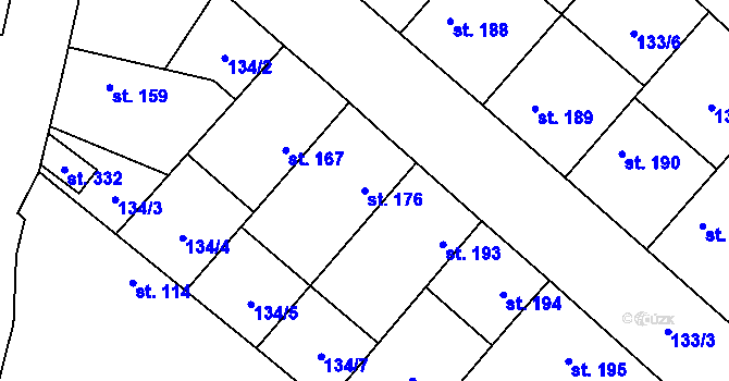 Parcela st. 176 v KÚ Ovčáry u Kolína, Katastrální mapa