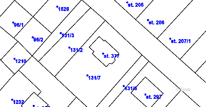 Parcela st. 377 v KÚ Ovčáry u Kolína, Katastrální mapa