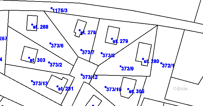 Parcela st. 373/8 v KÚ Ovčáry u Kolína, Katastrální mapa