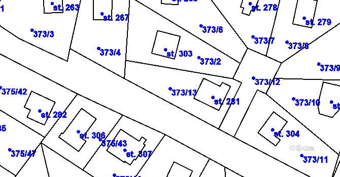 Parcela st. 373/13 v KÚ Ovčáry u Kolína, Katastrální mapa