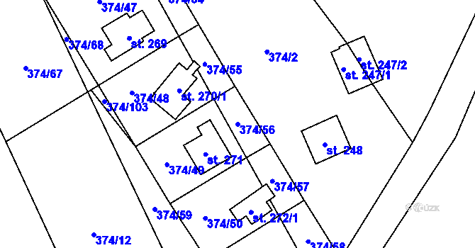 Parcela st. 374/56 v KÚ Ovčáry u Kolína, Katastrální mapa