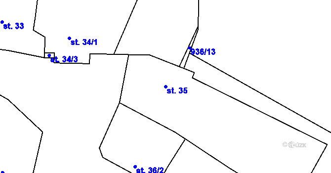 Parcela st. 35 v KÚ Nedomice, Katastrální mapa