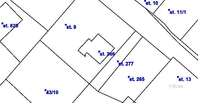Parcela st. 266 v KÚ Nedomice, Katastrální mapa