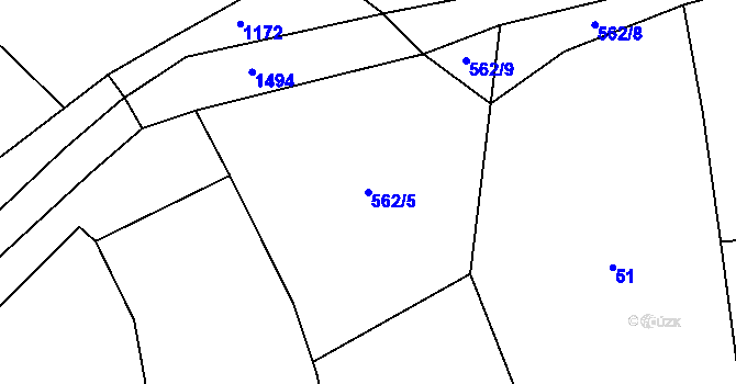 Parcela st. 562/5 v KÚ Nedomice, Katastrální mapa