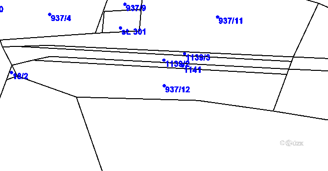 Parcela st. 937/12 v KÚ Nedomice, Katastrální mapa