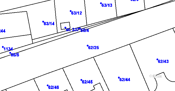 Parcela st. 62/25 v KÚ Nedomice, Katastrální mapa