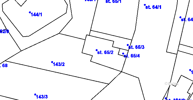 Parcela st. 65/2 v KÚ Ovčáry u Dřís, Katastrální mapa