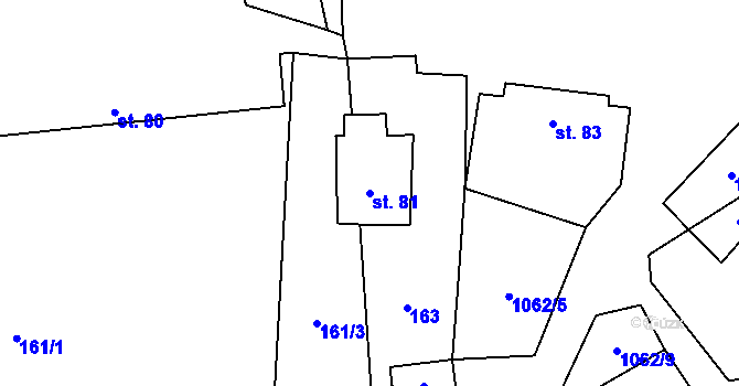 Parcela st. 81 v KÚ Ovčáry u Dřís, Katastrální mapa