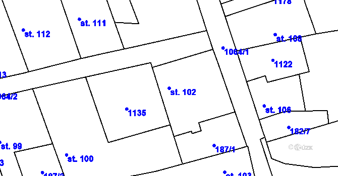 Parcela st. 102 v KÚ Ovčáry u Dřís, Katastrální mapa
