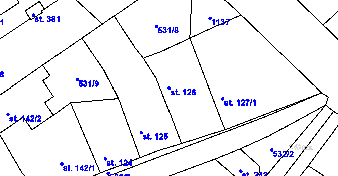 Parcela st. 126 v KÚ Ovčáry u Dřís, Katastrální mapa