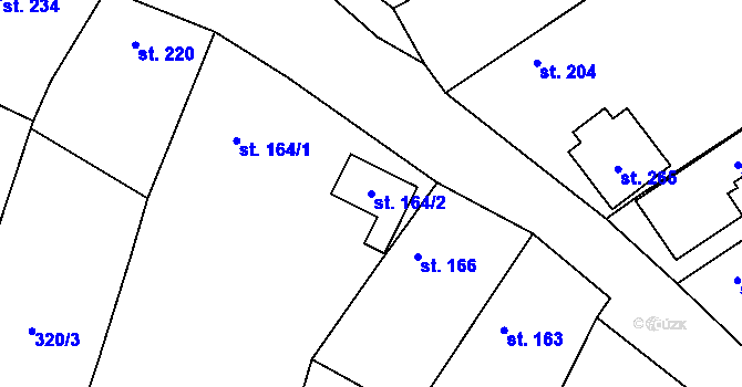 Parcela st. 164/2 v KÚ Ovčáry u Dřís, Katastrální mapa