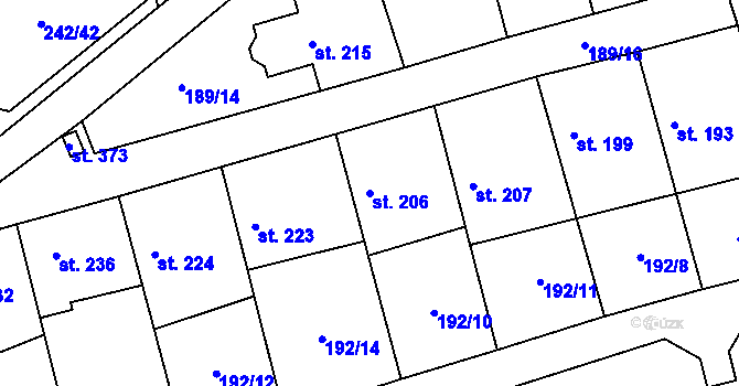 Parcela st. 206 v KÚ Ovčáry u Dřís, Katastrální mapa