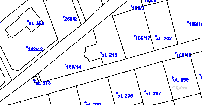 Parcela st. 215 v KÚ Ovčáry u Dřís, Katastrální mapa