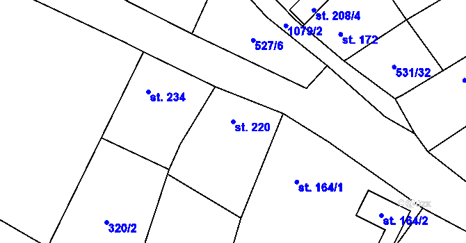 Parcela st. 220 v KÚ Ovčáry u Dřís, Katastrální mapa
