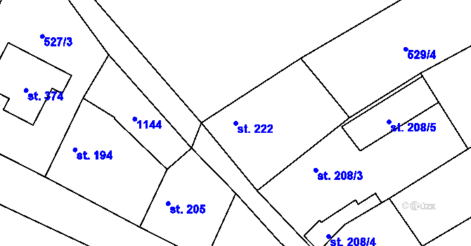 Parcela st. 222 v KÚ Ovčáry u Dřís, Katastrální mapa
