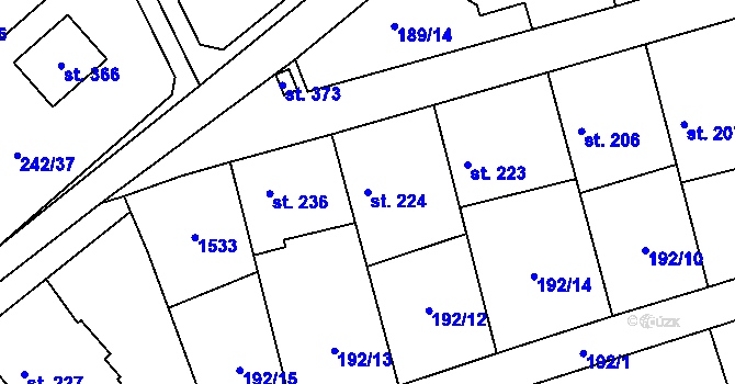 Parcela st. 224 v KÚ Ovčáry u Dřís, Katastrální mapa