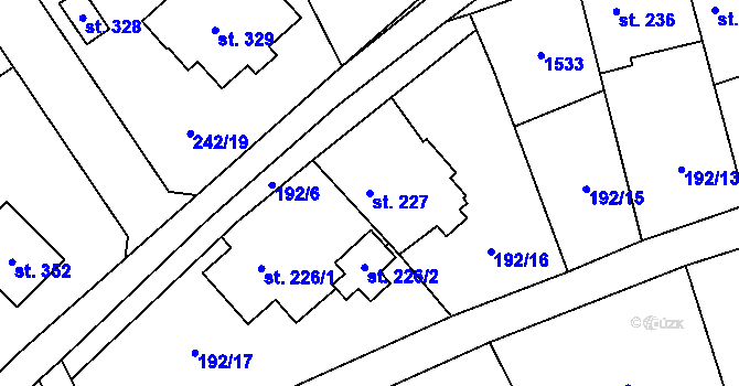 Parcela st. 227 v KÚ Ovčáry u Dřís, Katastrální mapa