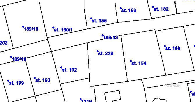 Parcela st. 228 v KÚ Ovčáry u Dřís, Katastrální mapa