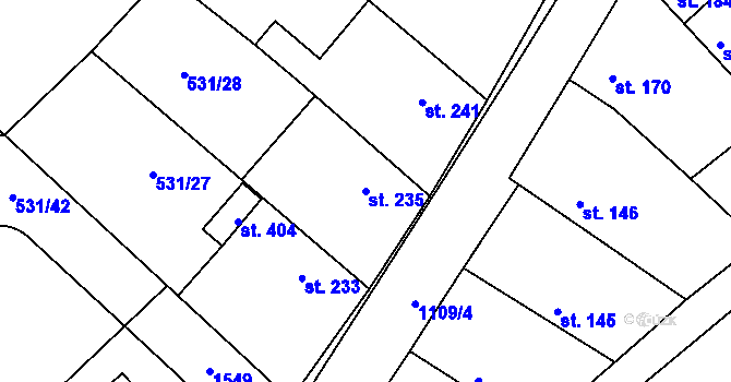 Parcela st. 235 v KÚ Ovčáry u Dřís, Katastrální mapa