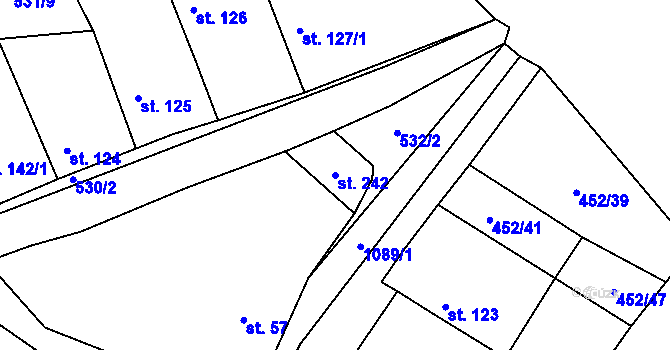 Parcela st. 242 v KÚ Ovčáry u Dřís, Katastrální mapa