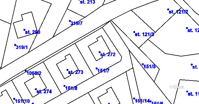 Parcela st. 272 v KÚ Ovčáry u Dřís, Katastrální mapa