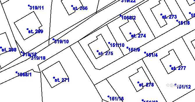 Parcela st. 275 v KÚ Ovčáry u Dřís, Katastrální mapa
