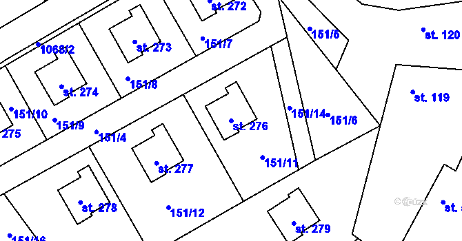 Parcela st. 276 v KÚ Ovčáry u Dřís, Katastrální mapa
