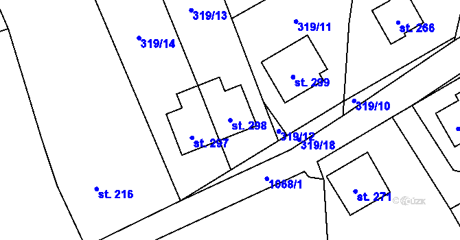Parcela st. 298 v KÚ Ovčáry u Dřís, Katastrální mapa