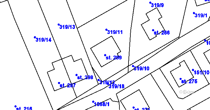 Parcela st. 299 v KÚ Ovčáry u Dřís, Katastrální mapa
