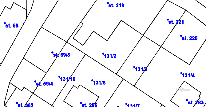 Parcela st. 131/2 v KÚ Ovčáry u Dřís, Katastrální mapa